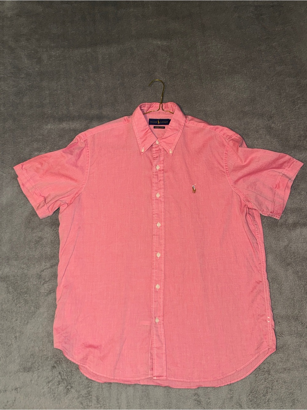 Ralph Lauren Pink Short-Sleeve Button-Down Oxford Shirt